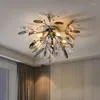 Taklampor Lys Luxury 2022 Bedroom Crystal Chrome Lamp Restaurant Nordic Postmodern Master Room Creative Flower Lamps