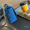 Diseñador-77 Bolso de moda para mujer Bolso bandolera con cadena Simple Azul Cinturón de moda Caja de cuero de pequeña capacidad Mini bolso de mujer