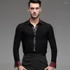 Stage Wear Men's Latin Dance Coat Adult Male Square Short Sleeved Shirt Fashion Rumba Samba Dancing Clothes Morden Canding B-4229