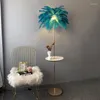 Table Lamps Nordic Ostrich Feather Decoration Home Floor Lamp For Living Room Standing White LED Lighting Fixture