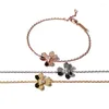 Link Armbänder OL Stil Mode Dünne Ketten Armreif Gold Silber Überzogene Einzelne CZ Kleeblatt Blume Charm Armband Für Frauen