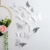 6-12pcs ملصقات جدار الفراشة ثلاثية الأبعاد جوفاء خلفية قابلة للإزالة