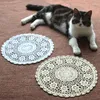 Table Mats 35cm Round European Fashion Cotton Crochet Lace Doilies For Home Decoration With Flower As Kitchen Accessories