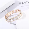 Bangle Stainless Steel Bracelet For Women Jewelry Gift White CZ Crystal Hearts Charm Hard Bracelets On Hand