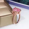 Wedding Rings 2022 Korea Fashion Luxury Temperament Pink Zircon Drop For Women Engagement Accessories Female Wholesale