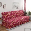 Housses de chaise Housse de canapé-lit pliante élastique sans accoudoir Housse de siège en jacquard à rayures rouges pour protecteur de meubles de canapé à la maison