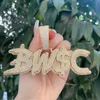 Affascinante collana con ciondolo lettere con nome personalizzato con catena a corda da 3 mm da 24 pollici oro argento Bling CZ Zirconia regalo gioielli da donna