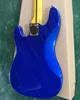 4 Strings Navy Blue Electric Bass Guitar com espelho Pickguard Maple amarelo Freboard personalizável