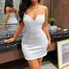 Abiti casual Mini abito aderente bianco senza spalline Estate 2022 Abiti sexy per donna Festa da sera Compleanno senza schienale Abbigliamento da donna