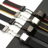 22mm 24mm 블랙 브레이슬릿 나일론 실리콘 고무 시계 밴드 스테인리스 버클에 맞는 Brei-Tling Watch Strap Tools278D