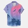 Casual shirts voor heren man Summer Beach Tree Print Blouse Korte mouw Turn Down Collar Shirt Hawaii Style Streetwear Cloths Camisa Hawaiana
