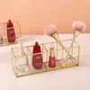 Storage Boxes Glass Copper Edging Box Makeup Brush Holder Pen Pencil Cup Stand Cosmetic Desktop Stationery Organizer With Compartments