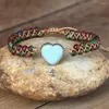 Charm Armband Amazonite Heart Shape Red Cloisonne Pärlor Kvinnor Böhmen flätad wrap armband femme handgjorda smycken