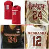 Anpassad sömnad Nebraska Cornhuskers Basketball Jersey 15 Isaiah Roby 20 Tanner Borchardt 25 Nana Akenten 33 Justin Costello