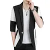 Men's Suits Middle Sleeve Suit Male 2022 Summer Korean Version Slim Handsome Versatile Small Jacket Half Cut