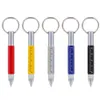 Mini Multifunktion Ballpoint Pen Stylus 6 i 1 Metal Skruvmejsel Pekskärm Verktyg Pen Småskalan Keychain Pens Presenttillbehör