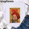 Мужские футболки Horror Chucky Funny Cartoon Manga Shirt Men Aesthetic Anime Summer T-shirt Casual Graphic Grunge Tshirt Hip Hop Top Tees Male