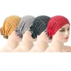 Ethnic Clothing 4PCS Muslim Women Underscarf Bone Bonnet Hijab Inner Cap Chemo Cancer Turban Rhinestone Headscarf Hair Loss Covers Head Wrap