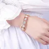 Bangle Stainless Steel Bracelet For Women Jewelry Gift White CZ Crystal Hearts Charm Hard Bracelets On Hand
