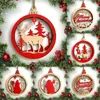 Adornos navideños, etiquetas colgantes de árbol de madera, adornos colgantes, decoración artesanal, año 2022, Navidad #50