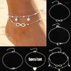 Anklets 5st/set B￶hmen Silver Foot Beach Heart Palm Anchor Infinity Anklet Armband Luxury Chain Women's Jewelry