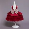 1 Jahr altes Baby-Mädchen-Kleid für Neugeborene, große Schleife, formelles Kinder-Mädchen-Geburtstagsparty-Kleid, Taufkleid