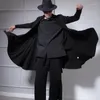 Capuzes masculinos casacos primavera e outono european médio longa cardigan windbreaker para homens casuais casual preto wizard's capa