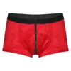 Caleçon Hommes Fermeture Éclair Poche Ardennes Shorts Ceinture Élastique Velours Boxer Mémoires Taille Basse De Noël Rouge Cadeau Sous-Vêtements