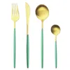 Dijkartikelen Keuken Zilverwerk TABLEWARE SET 4PCS MATTE SUCKLERY MESS FORK TEA LEPADEN Roestvrij staal diner Flatware