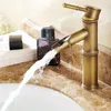 Rubinetti per lavabo da bagno Rubinetto per lavabo retrò europeo Miscelatore per acqua fredda a cascata in stile bambù Rubinetto in ottone