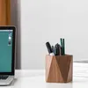 Walnut Wood Pen Holder Desk Writing Stationary Organizer Wooden Materials Office School Supplies Gift