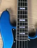 5 Strings Metal Blue Electric Bass Guitar with Active Circuit Black Pickguard Rosewood Freboard Customizable