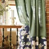 Curtain American Retro Flowers Nordic Cotton Linen Door Half Shading For Home Cafe Partition Decoration Rod Pocket