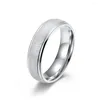 Wedding Rings 2022 Sieraden Roestvrijstalen boog Frosted glanzende goudkleur 6 mm ring voor vrouwen en mannen