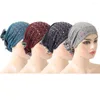 Ethnic Clothing 4PCS Muslim Women Underscarf Bone Bonnet Hijab Inner Cap Chemo Cancer Turban Rhinestone Headscarf Hair Loss Covers Head Wrap