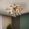 Taklampor Lys Luxury 2022 Bedroom Crystal Chrome Lamp Restaurant Nordic Postmodern Master Room Creative Flower Lamps