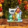 Décorations de Noël LED Résine Scène Village Maisons Ville À Piles Ornements Cabine Minuscule Neige Collec