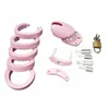 Articoli di bellezza Pink Feminizing Sissy Silicone Cock Chastity Device Cage Kinky Bondage Restraint CBT Erection Restriction giocattolo sexy