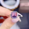 Clusterringen Prachtige sieraden 925 Sterling Silver Ins met edelsteen dames vintage Sugar Tower Amethyst Verstelbare ringsteun D