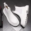 White Men Motrocycle Boots High Tops Sneakers Sapatos casuais Botas de tornozelo Zapatillas Hombre da013