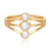 Bangle Geometry Gold Color Pearl Charm Mankiet Prosty wydrążenie szerokie metalowe bransoletki bransoletki dla kobiet biżuteria modowa