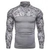 Men's T Shirts Fashion Men Tactical T-shirt Army Camouflage Combat Shirt Stand Collar Long Sleeve Military Elastic Paintball