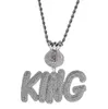 Nom personnalisé A-Z Roud typle lettres pendentif collier Dollar signe charmes pour hommes femmes cadeaux cubique zircone collier Hip Hop Jewelr276v