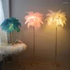 Table Lamps Nordic Ostrich Feather Decoration Home Floor Lamp For Living Room Standing White LED Lighting Fixture