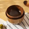 Bols Jujube sauvage bol en bois japonais ménage bois enfants résistant aux chutes et à l'épreuve du riz solide