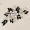 Mariage mariée cheveux noirs peigne fleur floral bandeau couronne diadème cristal strass balancent boucles d'oreilles ensemble de bijoux fête bal bling bijoux