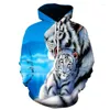 メンズフーディーズタイガーフェイスメン3Dプリント動物スダデラスhombre leapard domineering pulloversクールなフーディーカジュアルスウェットシャツ