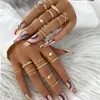 Cluster Rings Vintage Geometric Gold Color Metal Finger Set For Women Retro Sequin Chain Shape Stacking Knuckle Joint Ring Jewelry