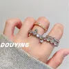 مصمم أزياء حلقة مزدوجة DECK Diamond Band Rings ارتباطات مجوهرات فاخرة للنساء الهدايا الحب