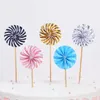 Fournitures de fête 4 pièces/sac fleur gâteau Topper anniversaire mariage haut drapeau Cookie cuisson décoration fête